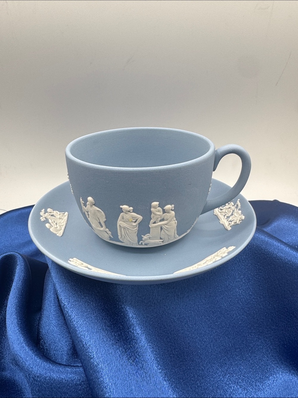 Wedgwood Pale Blue Jasperware Cup and Saucer #3